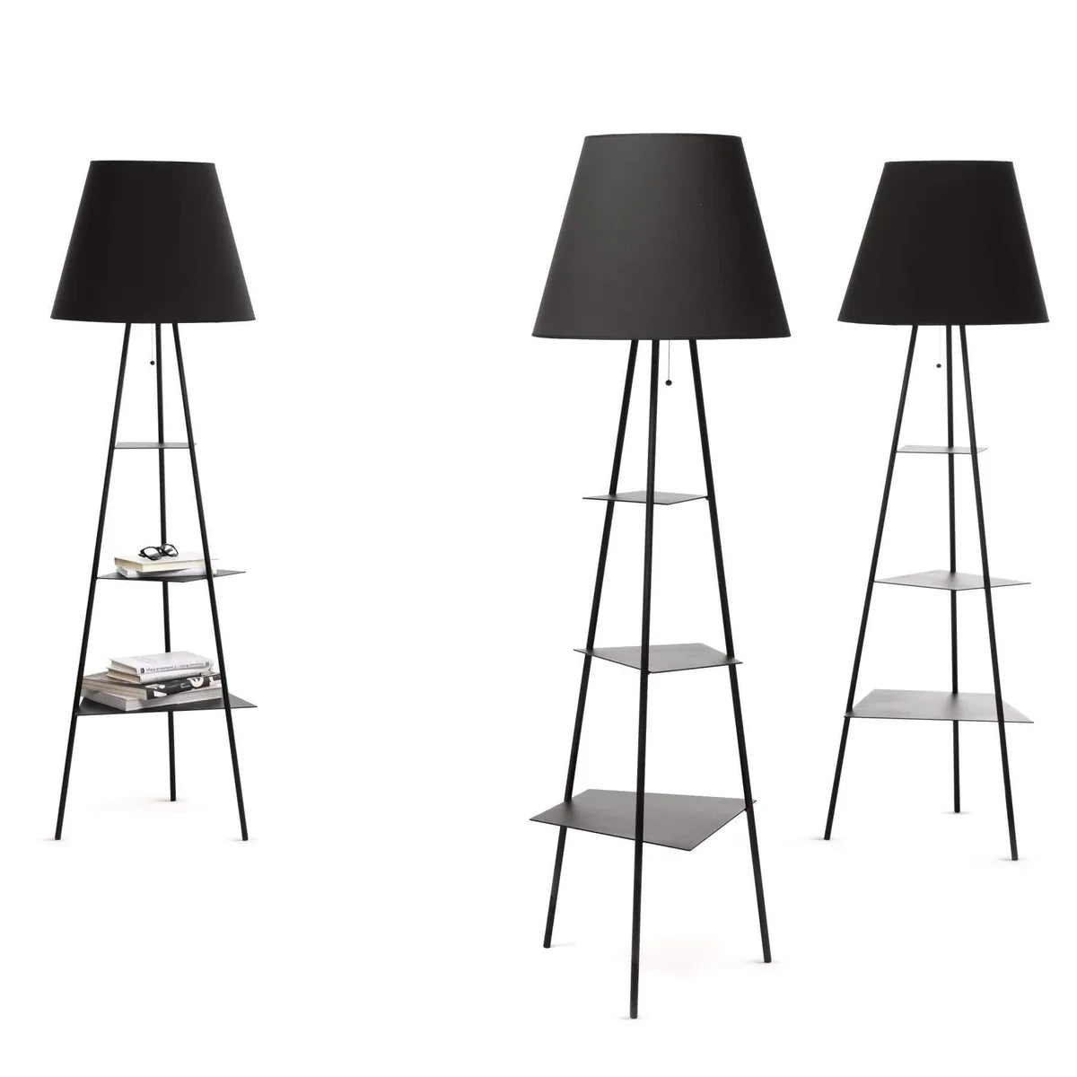 Il mio negozio Tri.Be.Ca lampada a stelo acciaio nero ø 50 cm con ripiani