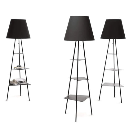Il mio negozio Tri.Be.Ca lampada a stelo acciaio nero ø 50 cm con ripiani
