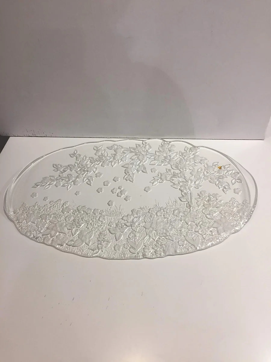 Il mio negozio vassoio dolce cristallino con decori in rilievo 42x26,5 cm