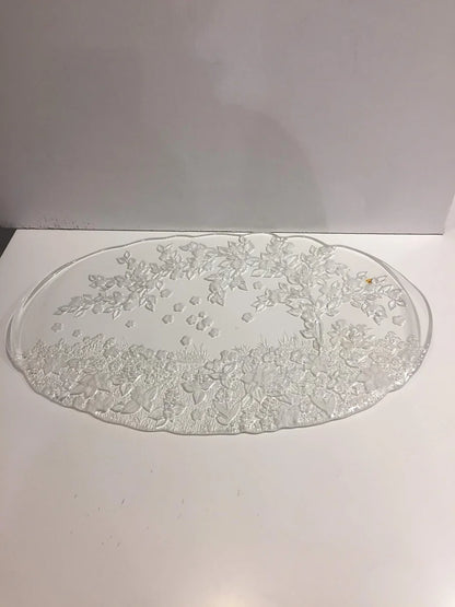 Il mio negozio vassoio dolce cristallino con decori in rilievo 42x26,5 cm