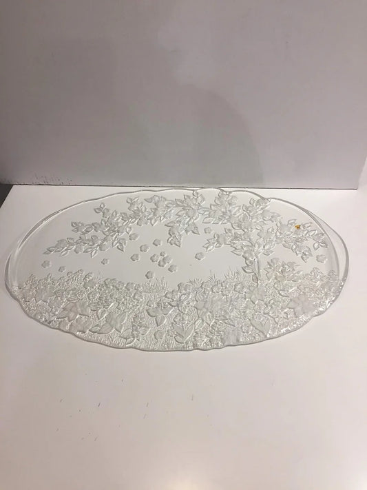 Il mio negozio vassoio dolce cristallino con decori in rilievo 42x26,5 cm