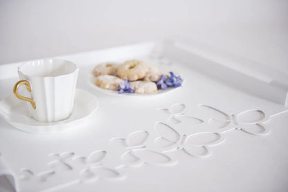 Arti & Mestieri Vassoio Moderno Butterfly Grande in ferro, disponibile in avorio, beige e bianco
