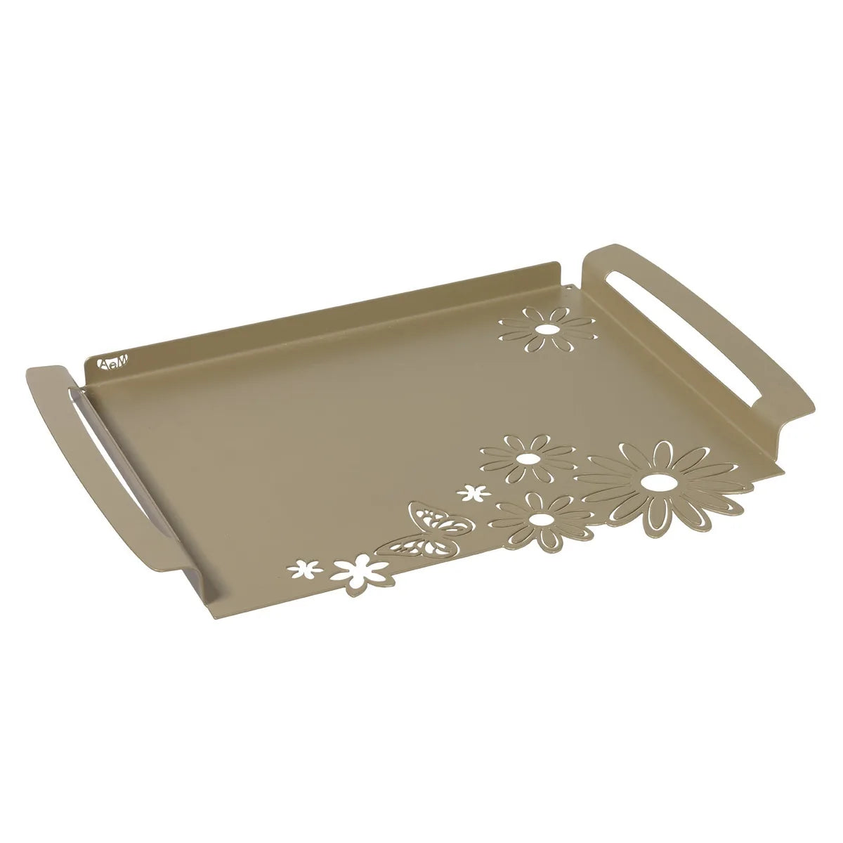 Arti & Mestieri Vassoio Moderno Margherite Grande in ferro, 46x32 cm, disponibile in miele, giada e bianco marmo