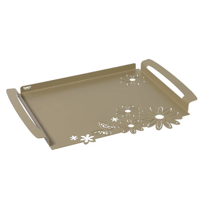 Arti & Mestieri Vassoio Moderno Margherite Grande in ferro, 46x32 cm, disponibile in miele, giada e bianco marmo
