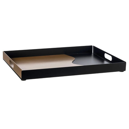 Arti & Mestieri vassoio moderno Fluid rettangolare ferro, design bicolore nero oro, 41x31 cm