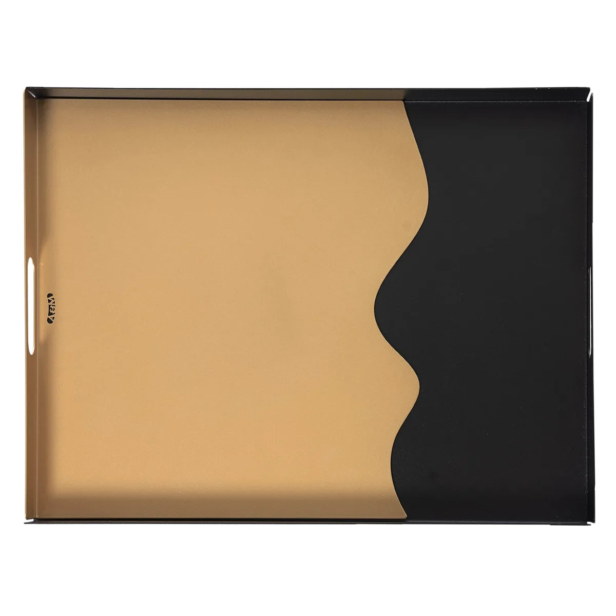 Arti & Mestieri vassoio moderno Fluid rettangolare ferro, design bicolore nero oro, 41x31 cm