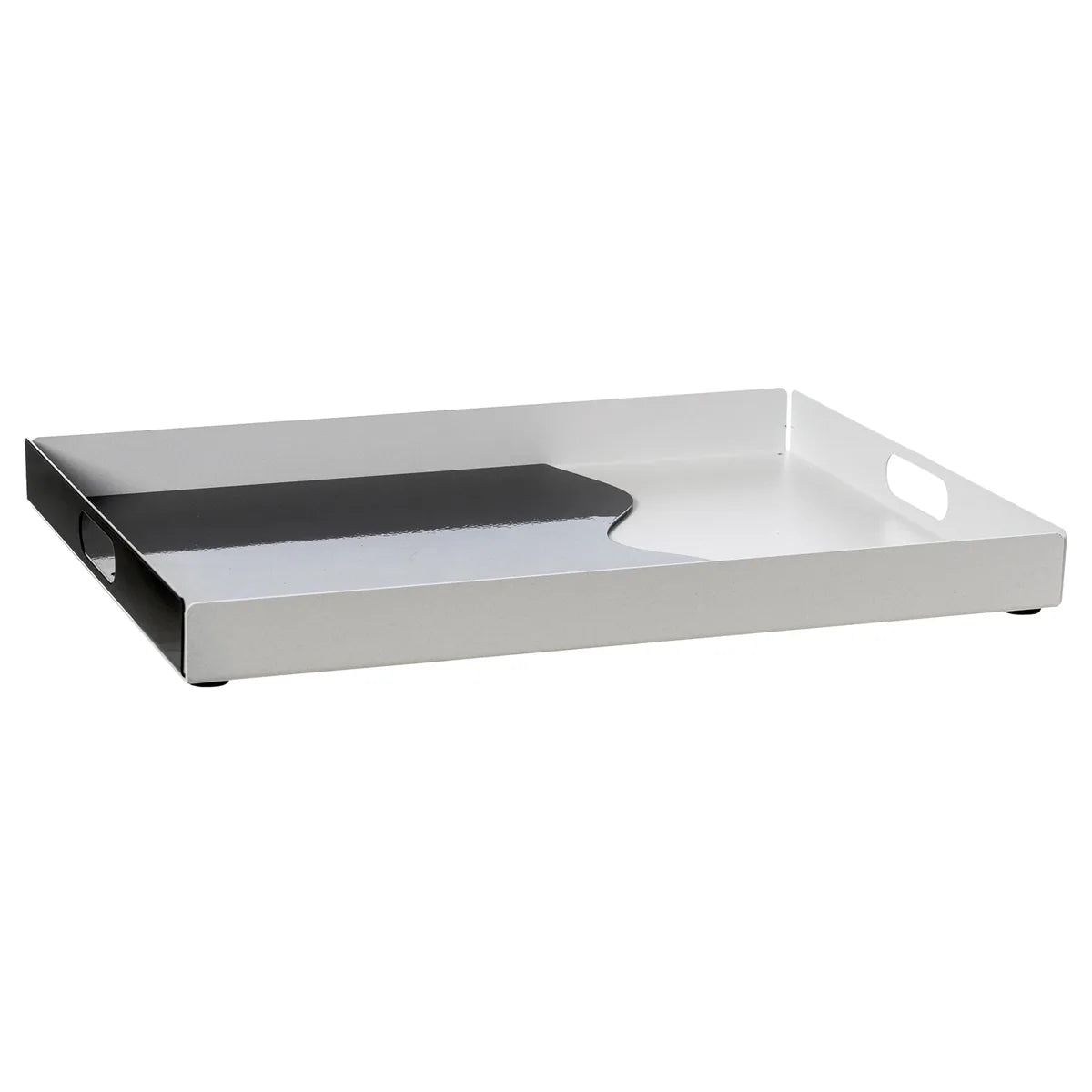 Arti & Mestieri vassoio moderno Fluid rettangolare ferro, design bicolore nero oro, 41x31 cm