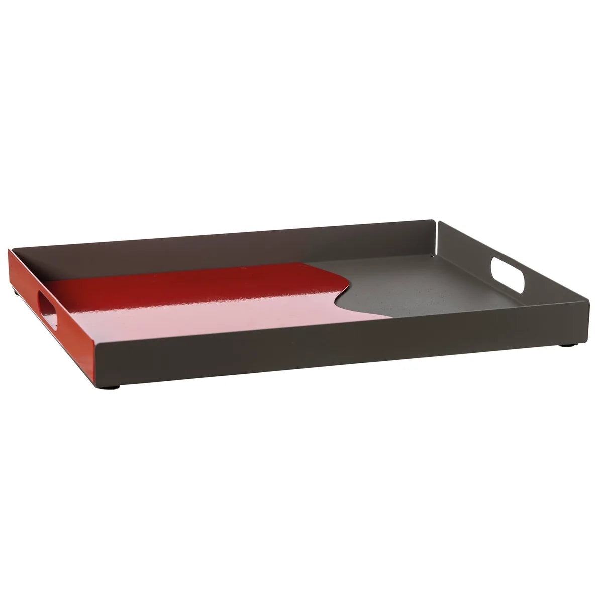 Arti & Mestieri vassoio moderno Fluid rettangolare ferro, design bicolore nero oro, 41x31 cm