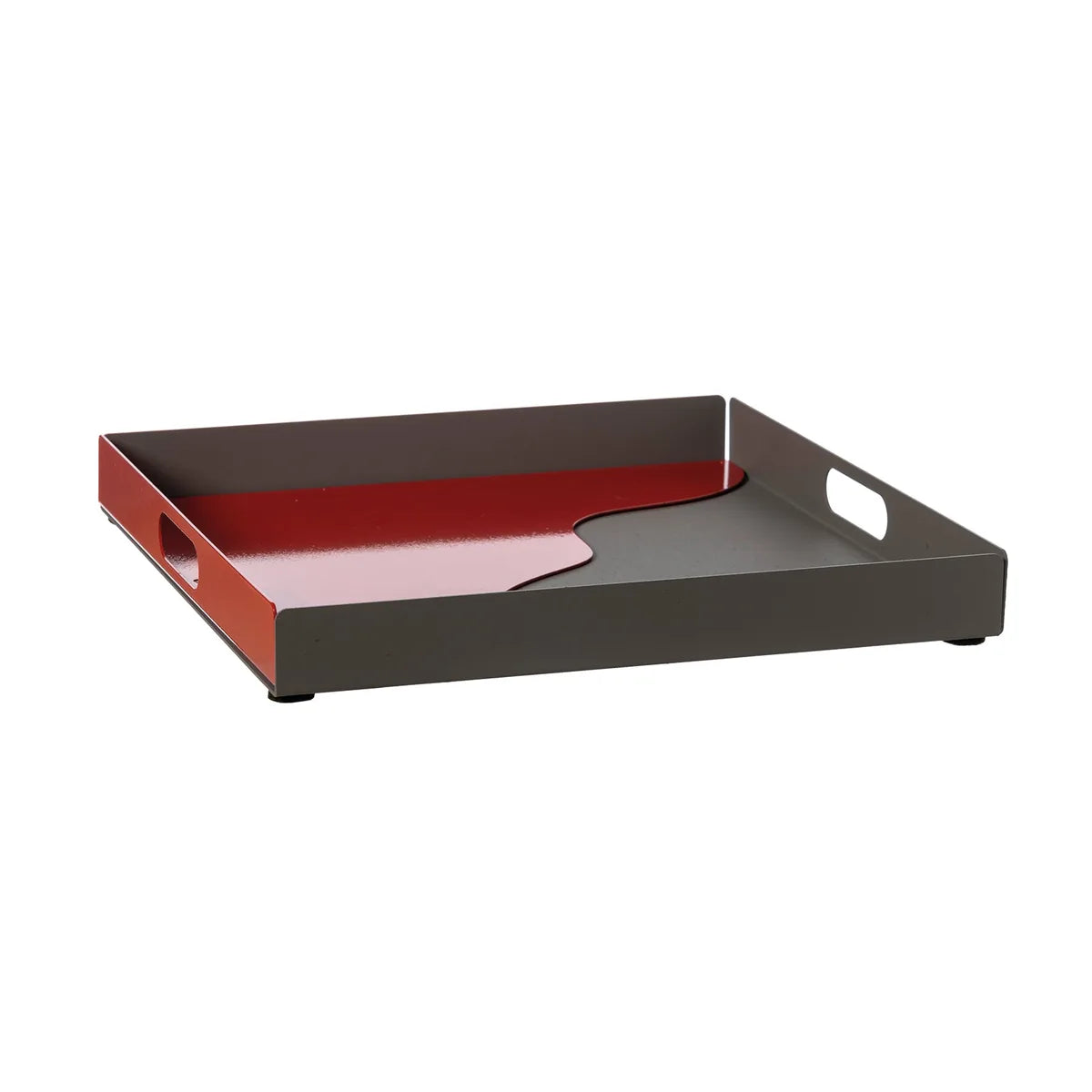 Arti & Mestieri Vassoio Moderno Fluid Quadrato in ferro, design minimalista con finitura Nero/oro laccato