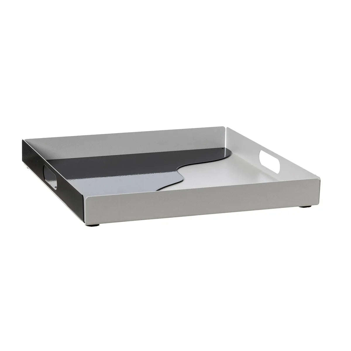 Arti & Mestieri Vassoio Moderno Fluid Quadrato in ferro, design minimalista con finitura Nero/oro laccato