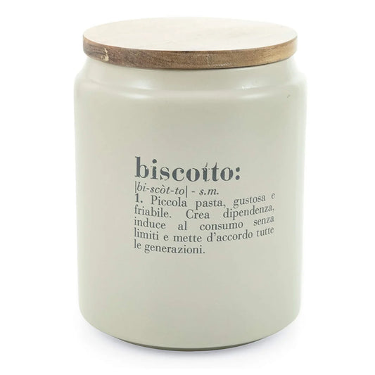 Villa d'Este Victionary Barattolo Biscotti in gres grigio opaco con coperchio bamboo