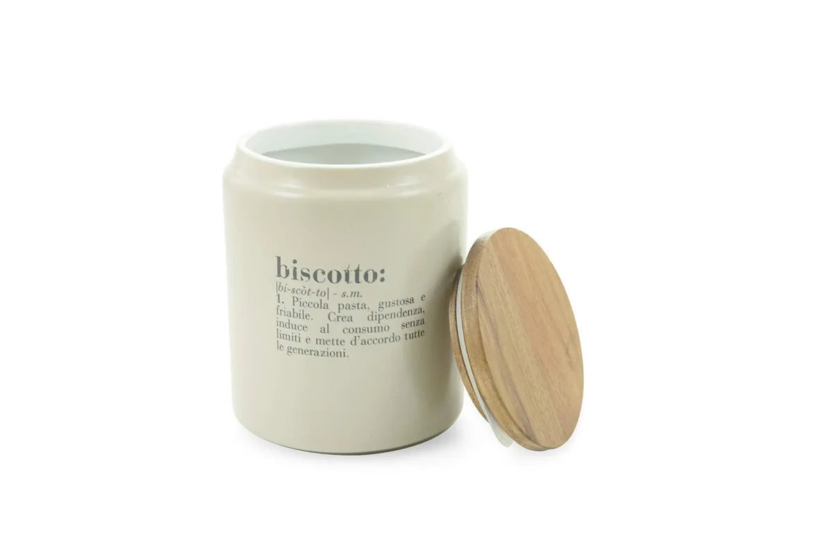 Villa d'Este Victionary Barattolo Biscotti in gres grigio opaco con coperchio bamboo