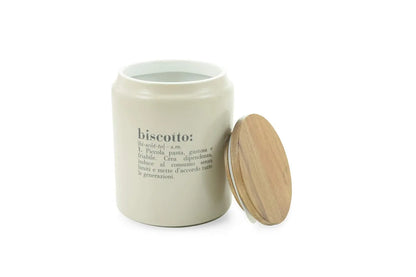 Villa d'Este Victionary Barattolo Biscotti in gres grigio opaco con coperchio bamboo