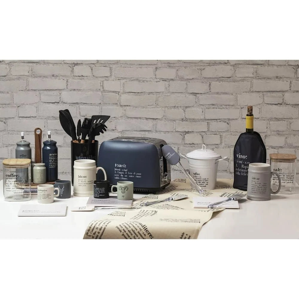 Villa d'Este Home Tivoli Set Condimento Victionary gres multicolor con stand bamboo