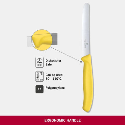 Victorinox coltello tavola SwissClassic acciaio lama ondulata manico nylon giallo