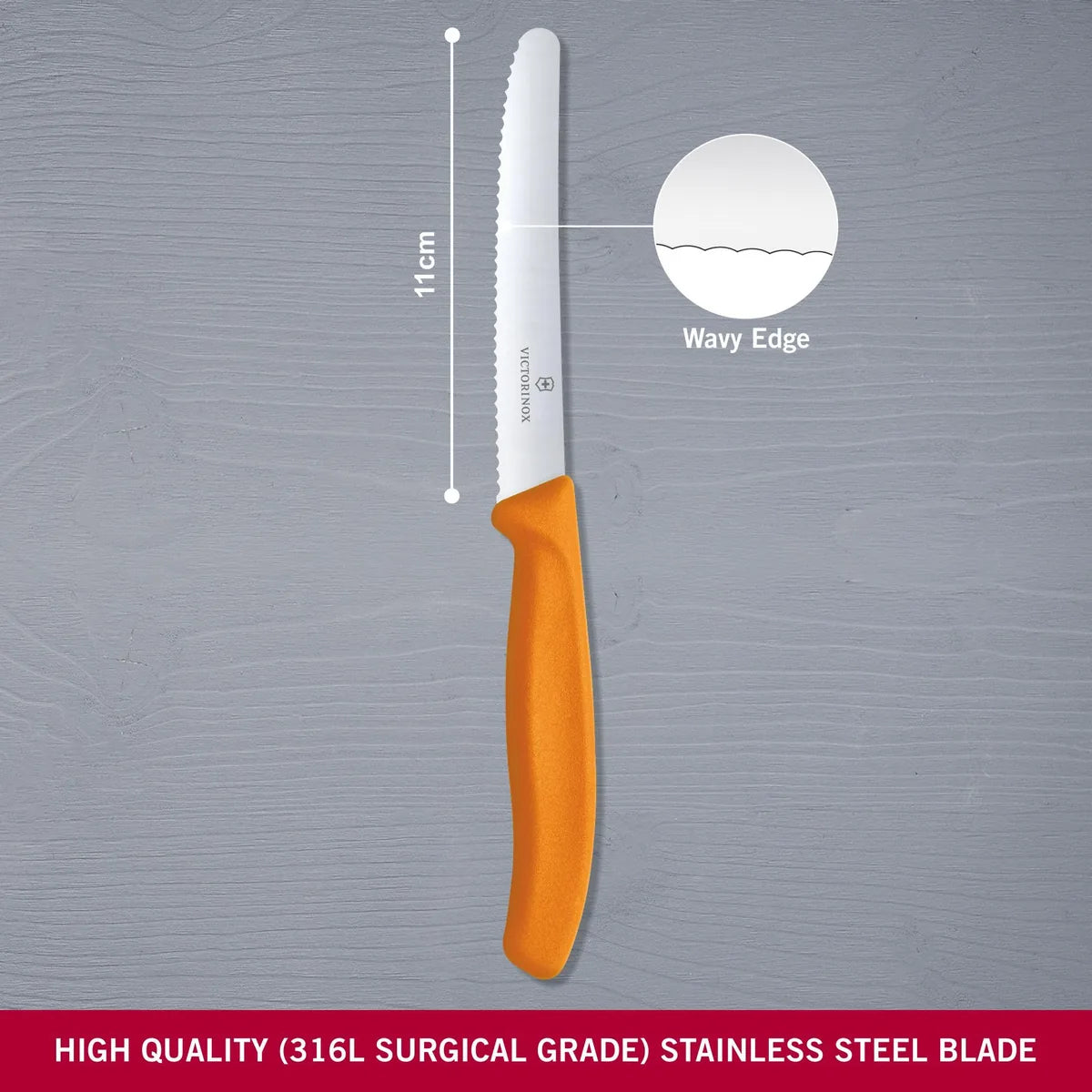 Victorinox coltello acciaio inox arancio seghettato - Stilmobili
