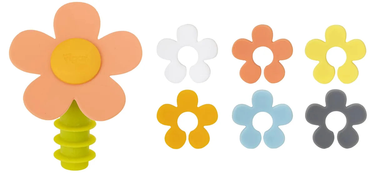 Vigar Set 2 Tappi per Bottiglia Fiore Arancione - Silicone