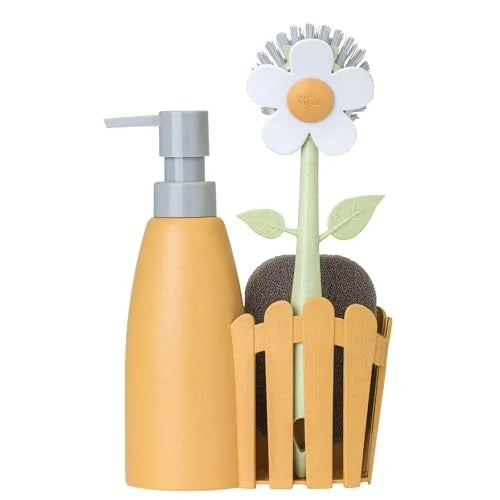 Vigar Flower Power Set Lavello dosatore sapone magenta e verde 330 ml