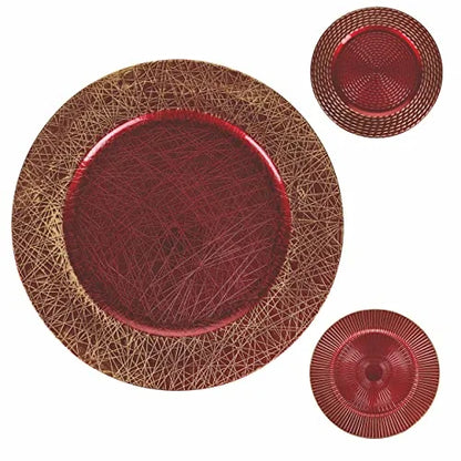 Villa d'Este Home Tivoli set 6 sottopiatti plastica rosso oro decori natale Ø33 cm