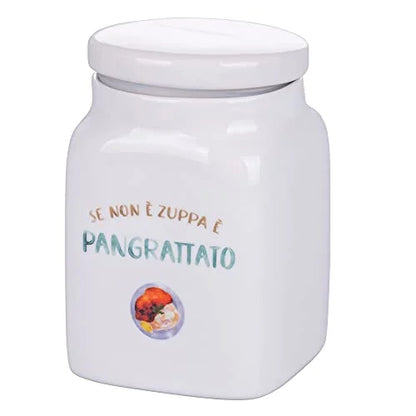 Villa d'Este Home Tivoli barattolo pangrattato new bone china bianco blu 750ml con scritta Le Travisate