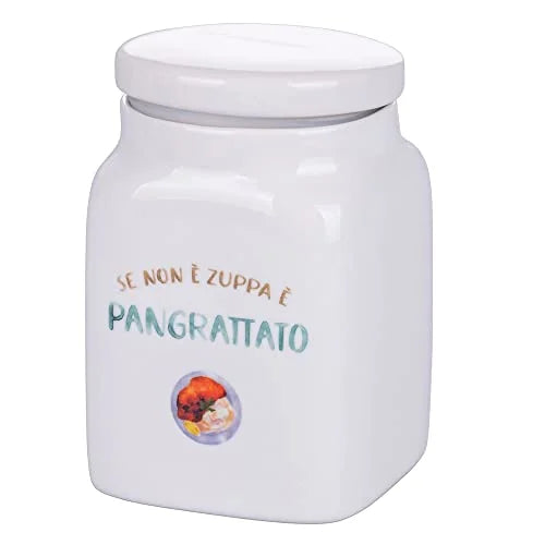 Villa d'Este Home Tivoli barattolo pangrattato new bone china bianco blu 750ml con scritta Le Travisate