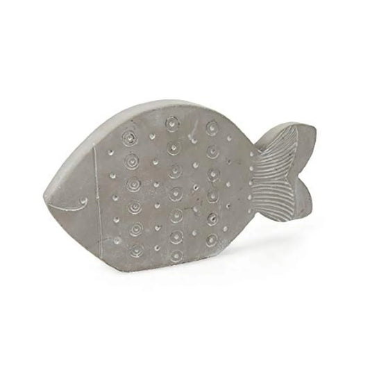 Villa d'Este Home Tivoli - Pesce decorativo in terracotta color nocciola con dettagli bianchi, 34,5cm