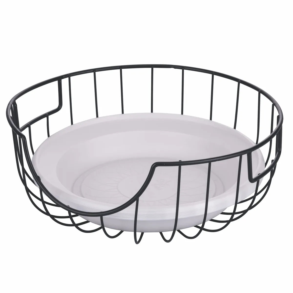 Villa d'Este Home Tivoli Portapiatti La Cucina metallo nero design geometrico Ø 25 cm
