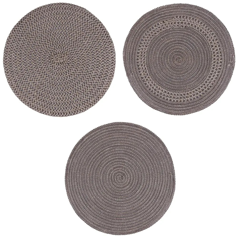 Villa d'Este Home Tivoli - Set 6 tovagliette tonde lino Shades of Chocolate marrone Ø 38cm