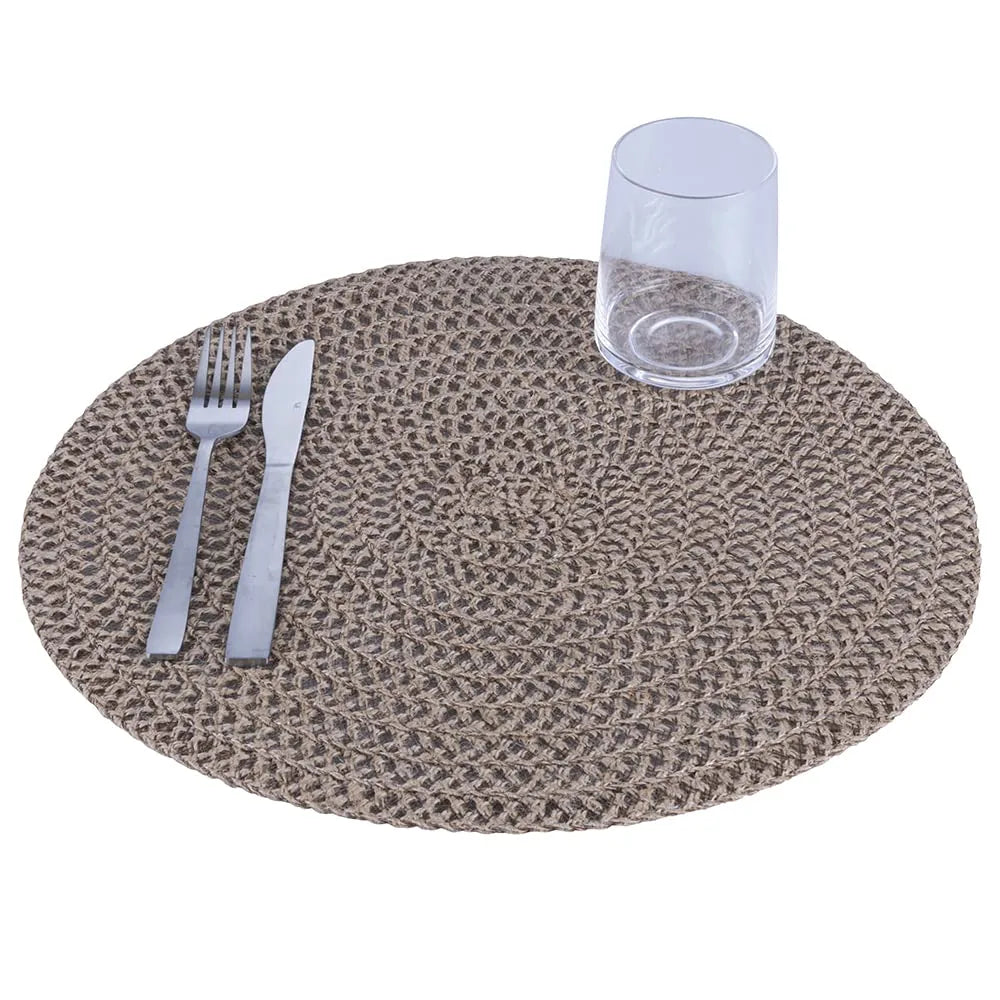 Villa d'Este Home Tivoli - Set 6 tovagliette tonde lino Shades of Chocolate marrone Ø 38cm