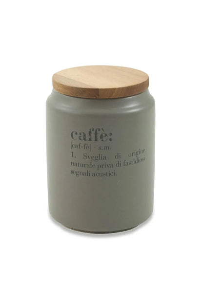 Villa d'Este Home Tivoli barattolo caffè Victionary gres grigio coperchio bamboo 10,5x15 cm