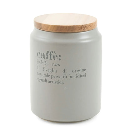 Villa d'Este Home Tivoli barattolo caffè Victionary gres grigio coperchio bamboo 10,5x15 cm