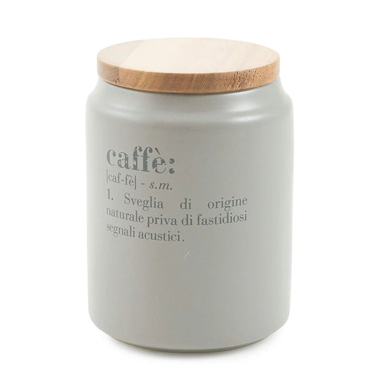 Villa d'Este Home Tivoli barattolo caffè Victionary gres grigio coperchio bamboo 10,5x15 cm