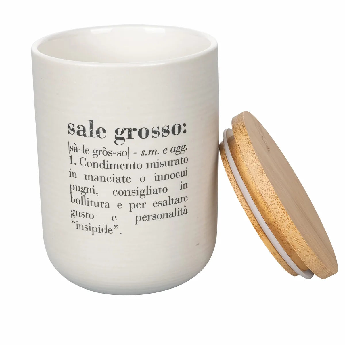 Villa d'Este Home Tivoli barattolo sale Victionary bone china bianco marrone tappo bamboo