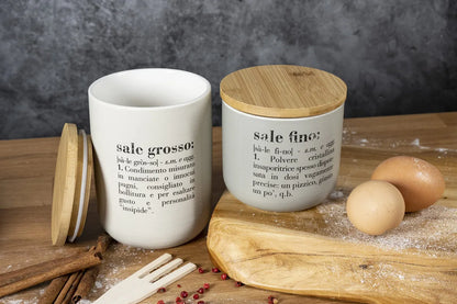 Villa d'Este Home Tivoli barattolo sale Victionary bone china bianco marrone tappo bamboo
