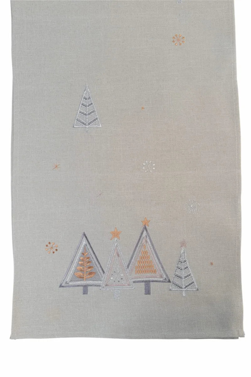 Villa d'Este Home Tivoli Albero Geometrico Xmas runner poliestere grigio e oro 40x175cm