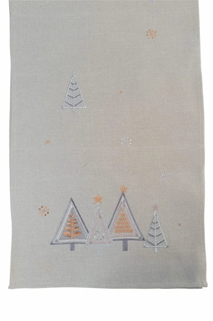 Villa d'Este Home Tivoli Albero Geometrico Xmas runner poliestere grigio e oro 40x175cm