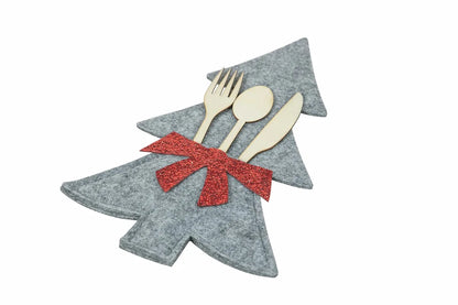 Villa d'Este Home Tivoli Set 2 Alberi Portaposate Xmas in feltro rosso e grigio 19x30cm