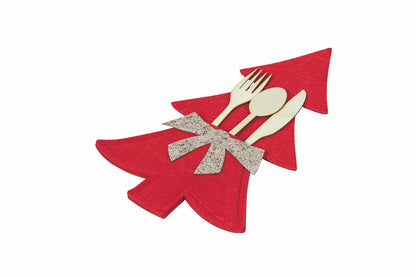 Villa d'Este Home Tivoli Set 2 Alberi Portaposate Xmas in feltro rosso e grigio 19x30cm