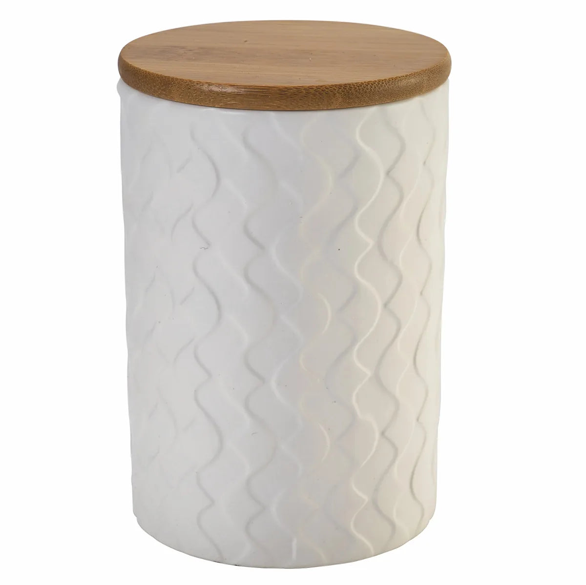 Villa d'Este Home Tivoli Set 3 barattoli ceramica bianca coperchio bambù Shapes Geometrie