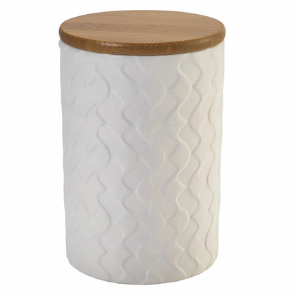 Villa d'Este Home Tivoli Set 3 barattoli ceramica bianca coperchio bambù Shapes Geometrie