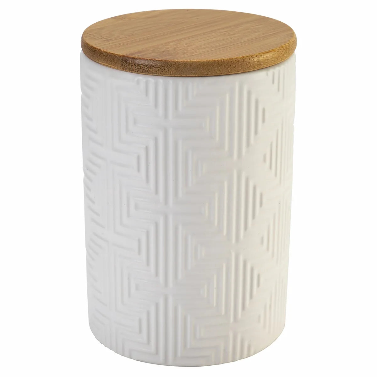 Villa d'Este Home Tivoli Set 3 barattoli ceramica bianca coperchio bambù Shapes Geometrie