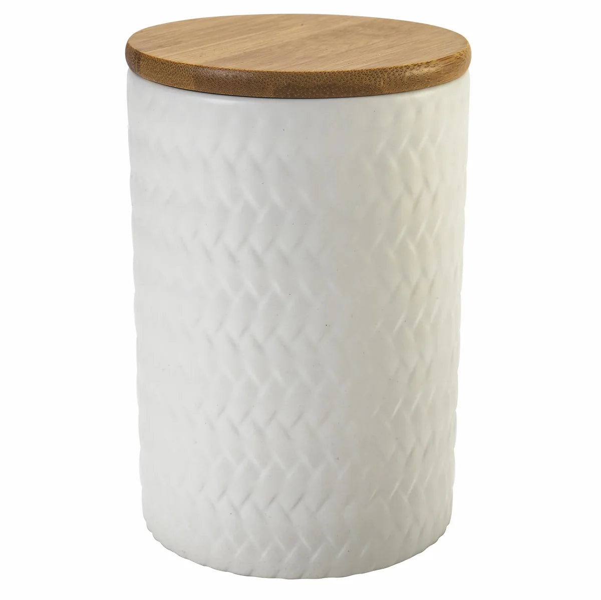 Villa d'Este Home Tivoli Set 3 barattoli ceramica bianca coperchio bambù Shapes Geometrie