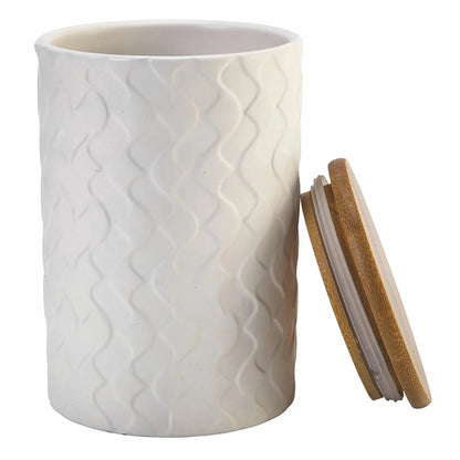 Villa d'Este Home Tivoli Set 3 barattoli ceramica bianca coperchio bambù Shapes Geometrie