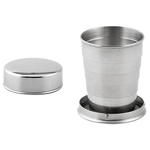 Weis tazza da viaggio pieghevole acciaio inossidabile colore argento con coperchio