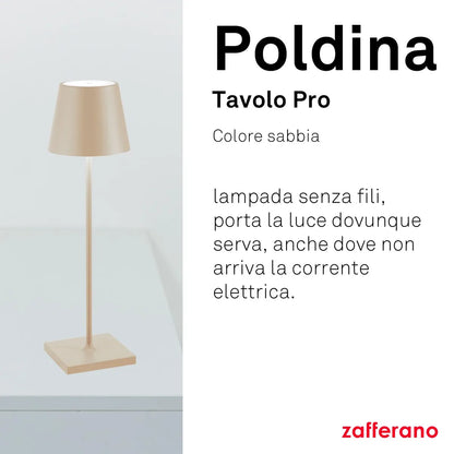 Zafferano Poldina lampada LED alluminio salvia con diffusore policarbonato e controllo touch