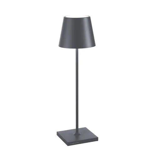 Zafferano Poldina Pro lampada da tavolo 38cm alluminio grigio scuro con diffusore policarbonato e controllo touch