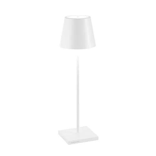 Zafferano Poldina Pro lampada da tavolo 38cm alluminio bianco con diffusore policarbonato